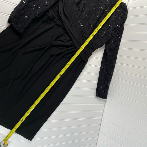 NWT Chaps Ralph Lauren Women's Black Lace Boat Neck Back Zip Midi Dress Size 12 - Picture 6 of 9